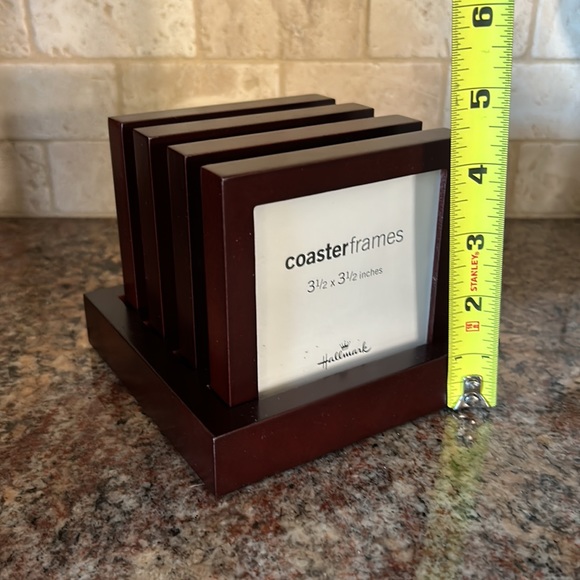 Coaster Frames Cherry Wood -Custom Photo Gift Hallmark 4 Coasters & Holder - Picture 14 of 17